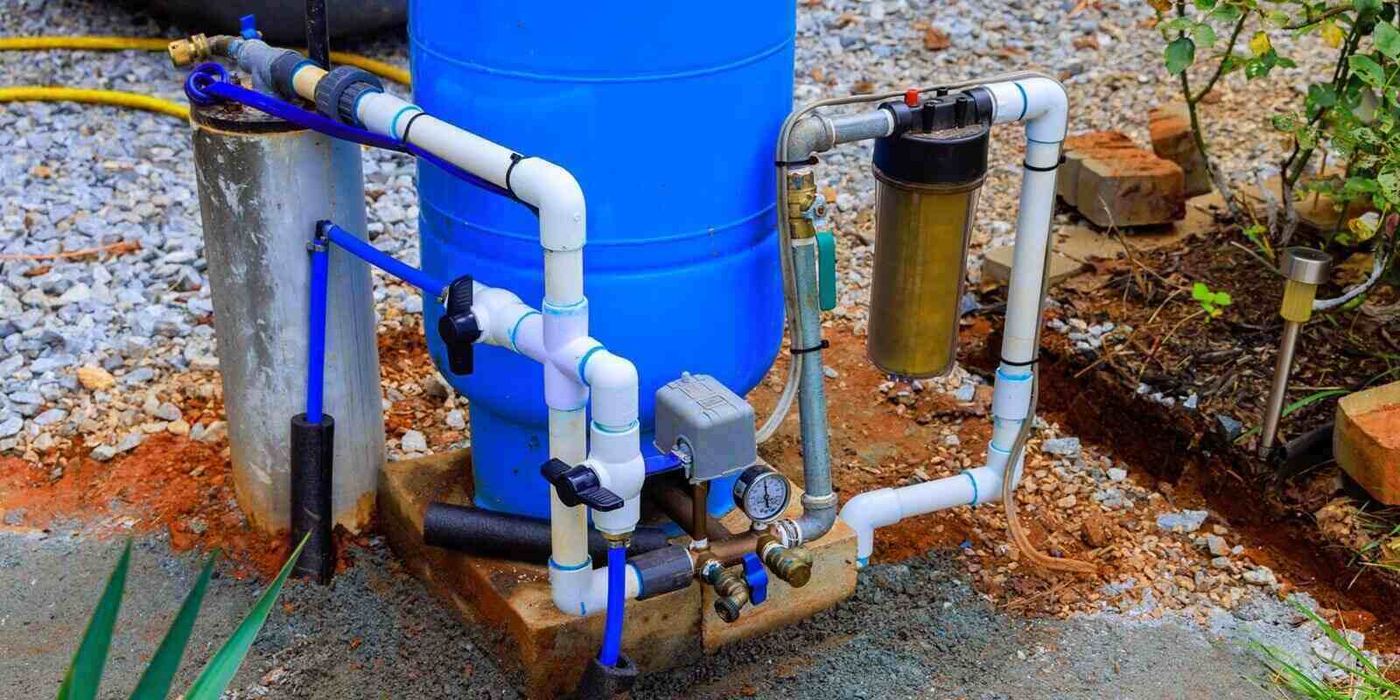 Well water package with pressure tank and filtration